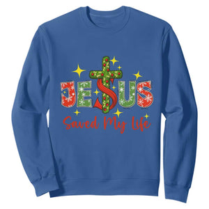 Jesus Christian Christmas Sweatshirt Religious Cross Bible Verse TS14 Royal Blue Print Your Wear