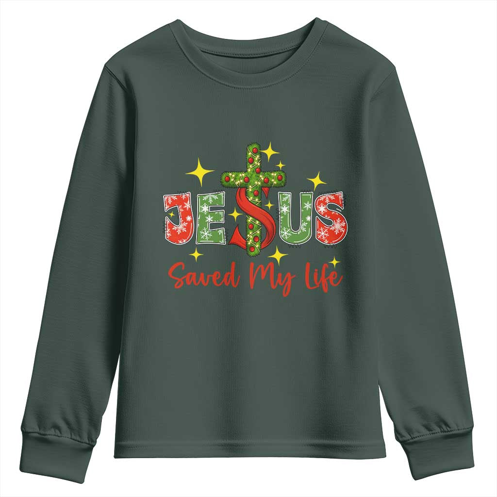 Jesus Christian Christmas Youth Sweatshirt Religious Cross Bible Verse TS14 Dark Forest Green Print Your Wear
