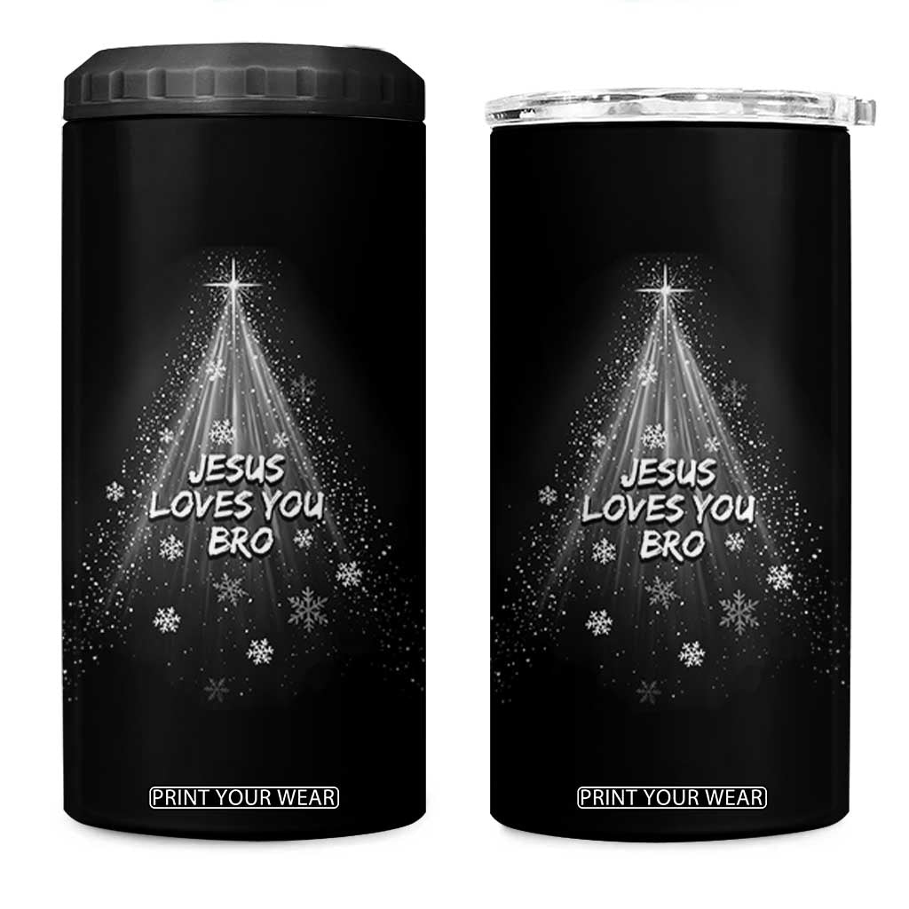 Christian Christmas 4 in 1 Can Cooler Tumbler Jesus Loves You Bro TS14 One Size: 16 oz Black Print Your Wear