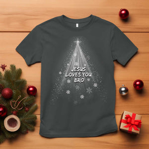 Christian Christmas T Shirt Jesus Loves You Bro TS14 Dark Heather Print Your Wear