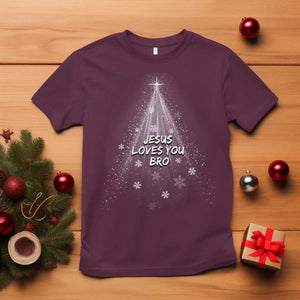 Christian Christmas T Shirt Jesus Loves You Bro TS14 Maroon Print Your Wear
