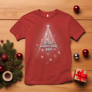 Christian Christmas T Shirt Jesus Loves You Bro TS14 Red Print Your Wear