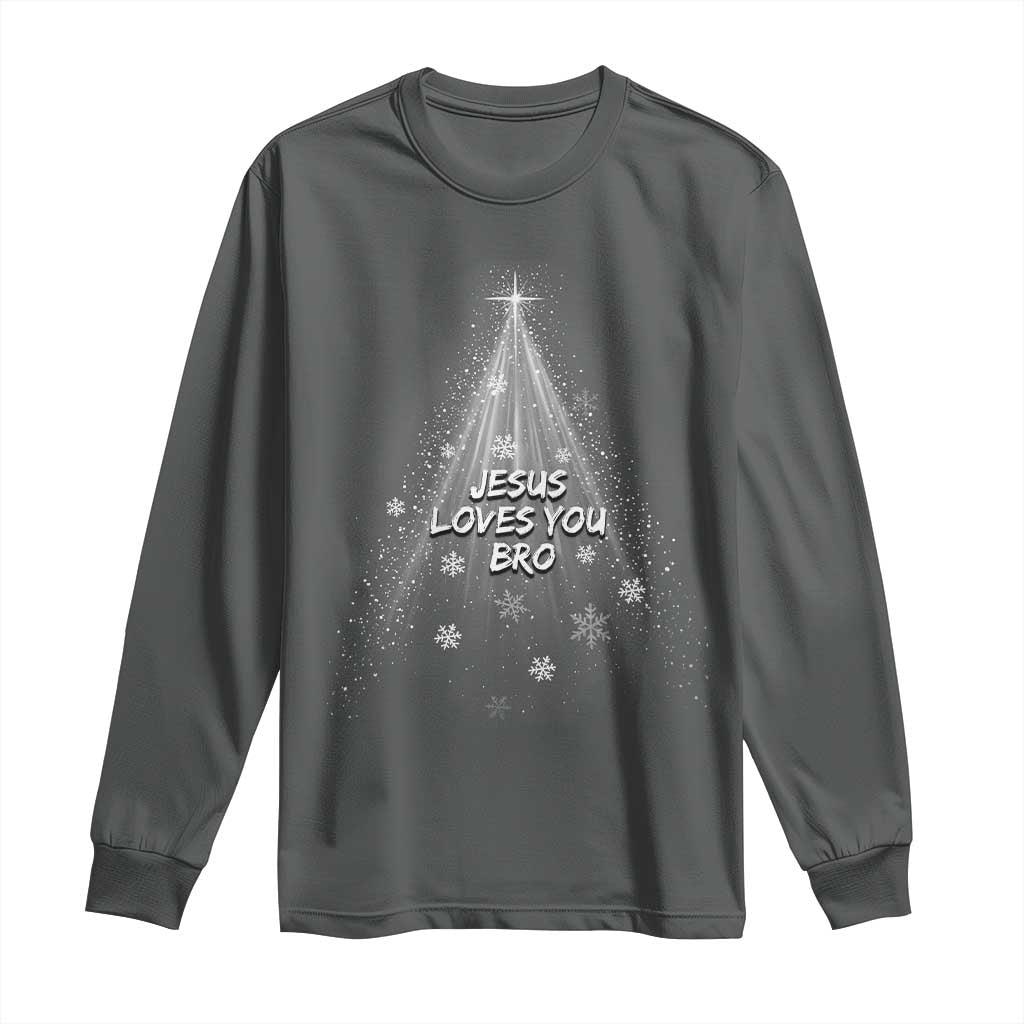 Christian Christmas Long Sleeve Shirt Jesus Loves You Bro TS14 Dark Heather Print Your Wear