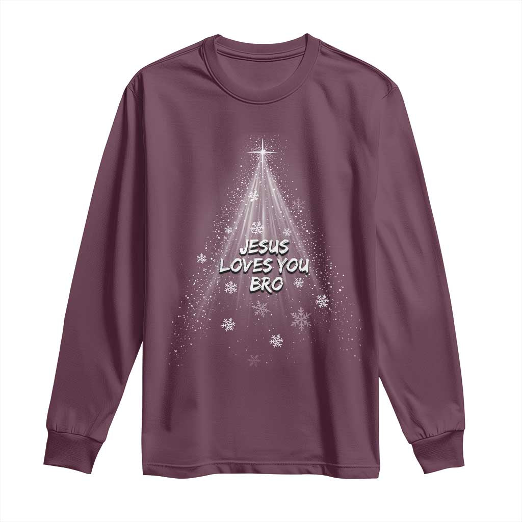 Christian Christmas Long Sleeve Shirt Jesus Loves You Bro TS14 Maroon Print Your Wear