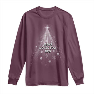 Christian Christmas Long Sleeve Shirt Jesus Loves You Bro TS14 Maroon Print Your Wear