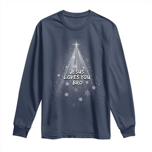 Christian Christmas Long Sleeve Shirt Jesus Loves You Bro TS14 Navy Print Your Wear