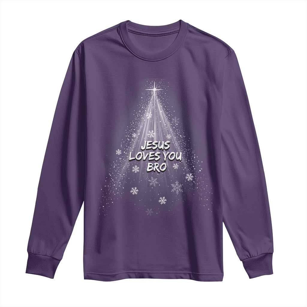 Christian Christmas Long Sleeve Shirt Jesus Loves You Bro TS14 Purple Print Your Wear
