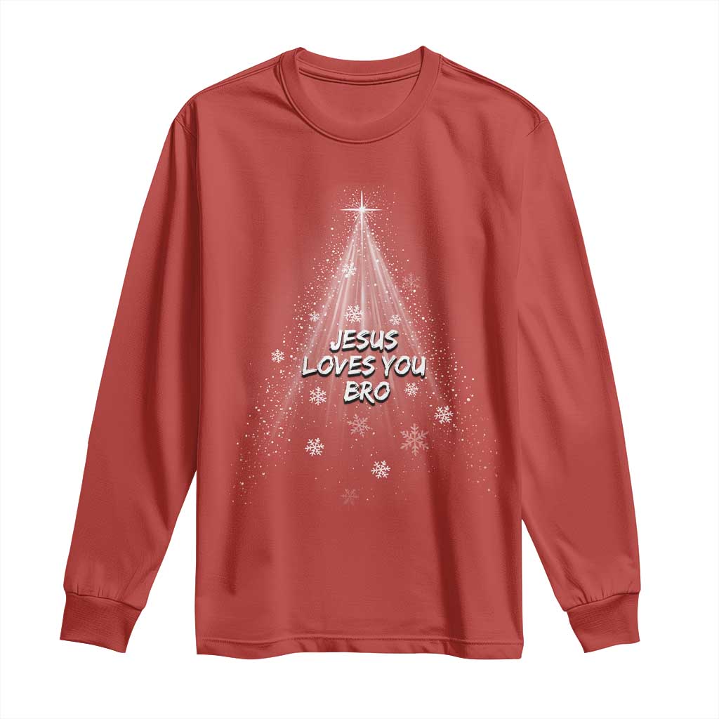 Christian Christmas Long Sleeve Shirt Jesus Loves You Bro TS14 Red Print Your Wear