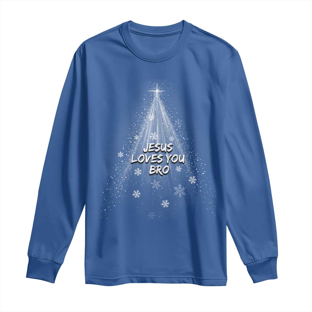 Christian Christmas Long Sleeve Shirt Jesus Loves You Bro TS14 Royal Blue Print Your Wear