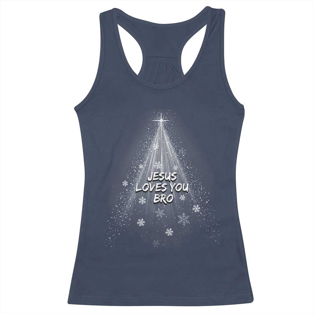 Christian Christmas Racerback Tank Top Jesus Loves You Bro TS14 Navy Print Your Wear