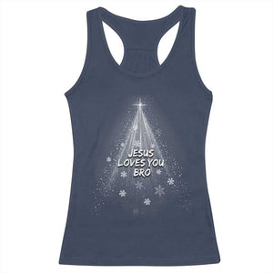 Christian Christmas Racerback Tank Top Jesus Loves You Bro TS14 Navy Print Your Wear