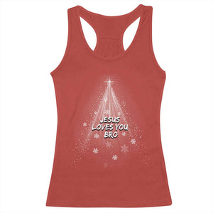 Christian Christmas Racerback Tank Top Jesus Loves You Bro TS14 Red Print Your Wear