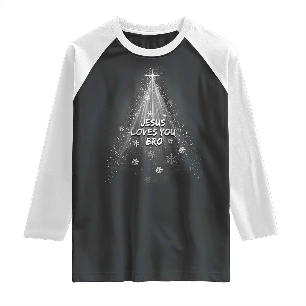 Christian Christmas Raglan Shirt Jesus Loves You Bro TS14 Black White Print Your Wear