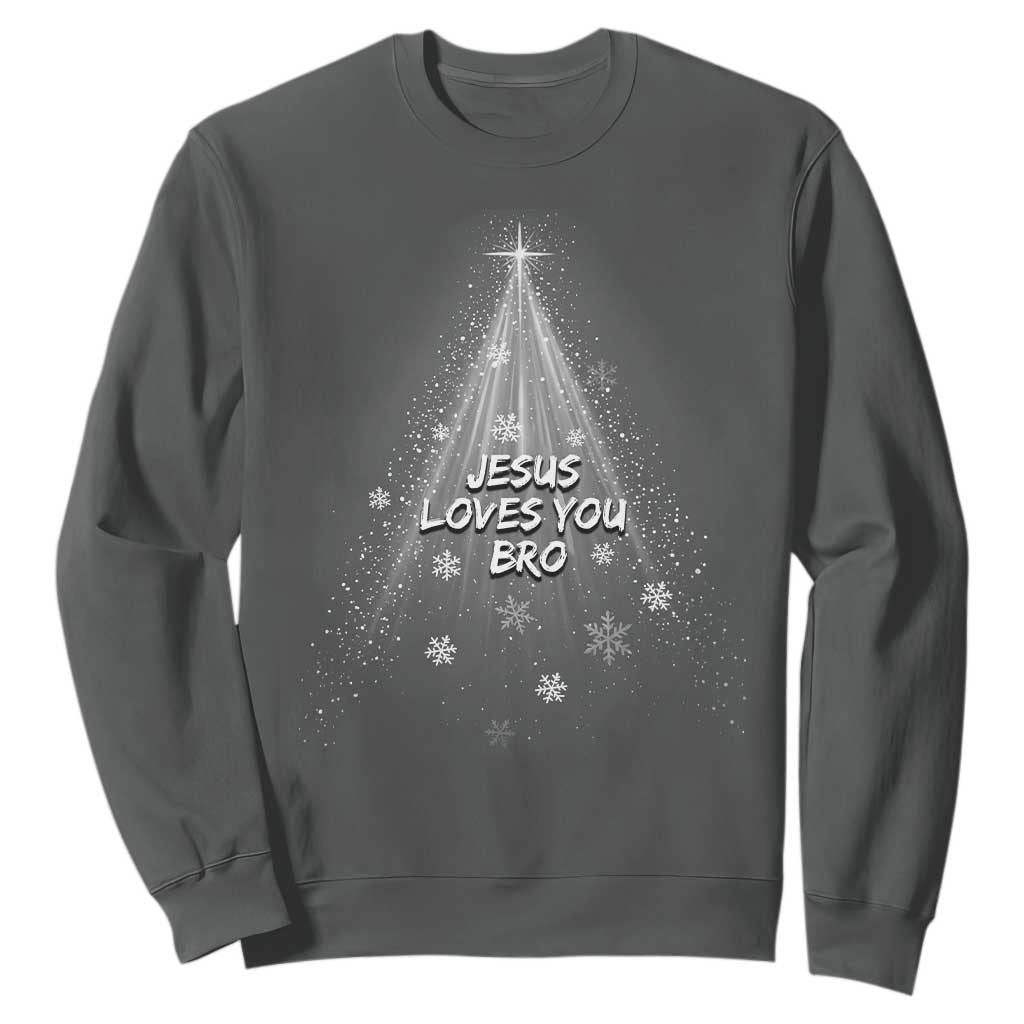 Christian Christmas Sweatshirt Jesus Loves You Bro TS14 Dark Heather Print Your Wear