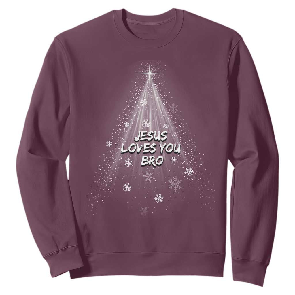Christian Christmas Sweatshirt Jesus Loves You Bro TS14 Maroon Print Your Wear