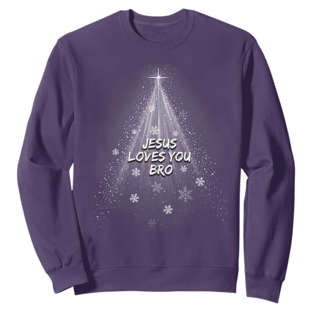 Christian Christmas Sweatshirt Jesus Loves You Bro TS14 Purple Print Your Wear