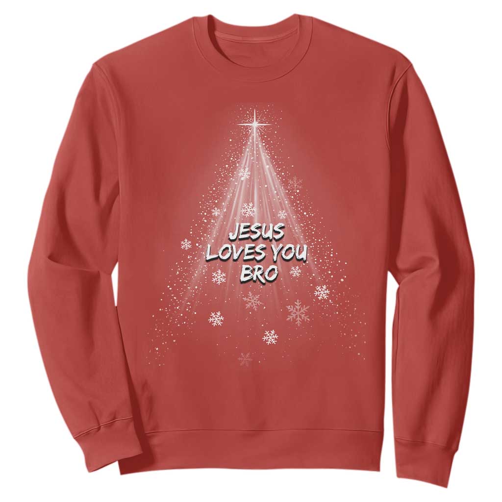 Christian Christmas Sweatshirt Jesus Loves You Bro TS14 Red Print Your Wear