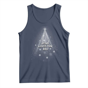 Christian Christmas Tank Top Jesus Loves You Bro TS14 Navy Print Your Wear