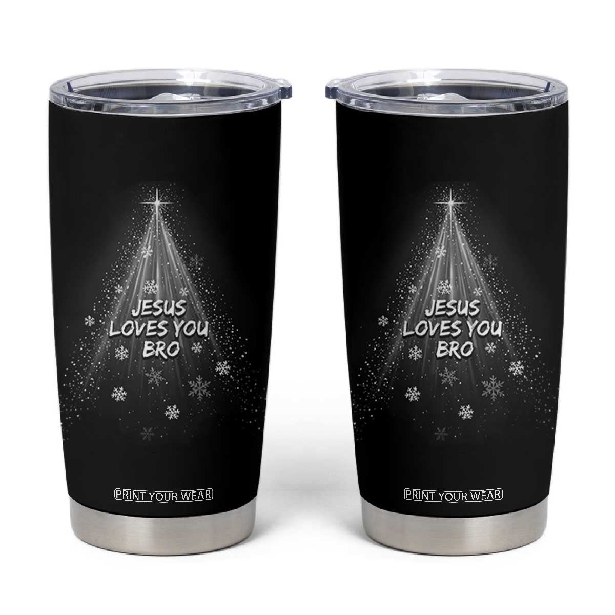Christian Christmas Tumbler Cup Jesus Loves You Bro TS14 Black Print Your Wear