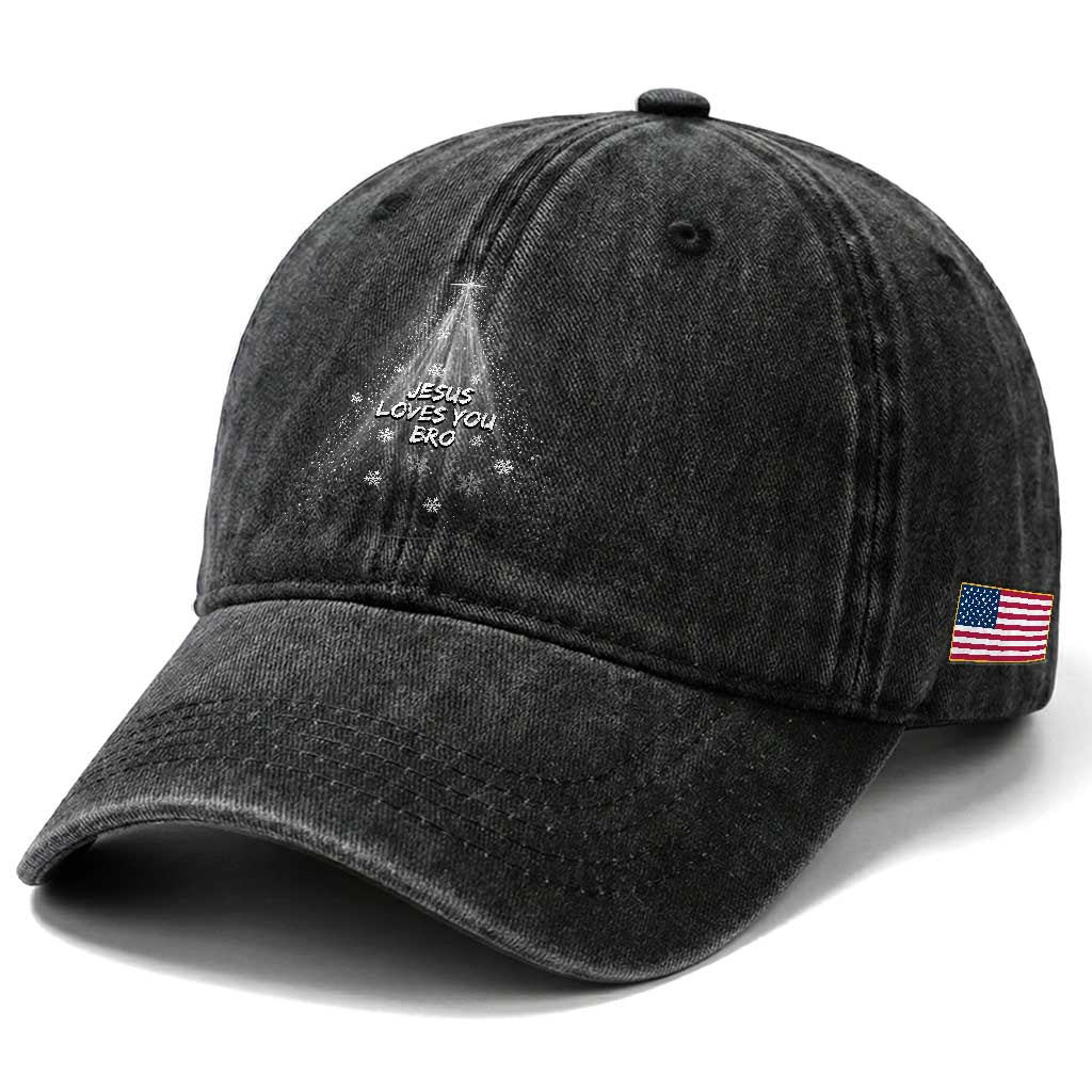 Christian Christmas Washed Cotton Baseball Cap Jesus Loves You Bro TS14 Print Your Wear