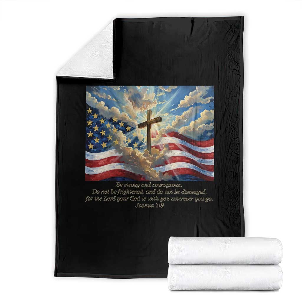 Jesus Christian Throw Blanket American Flag Religious Cross Bible Verse Faith Inspirational TS14 Black Print Your Wear