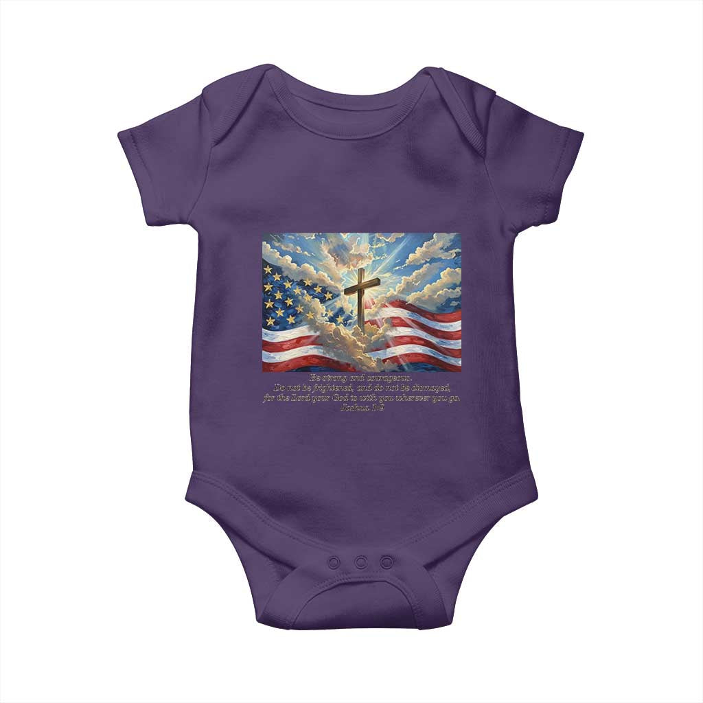 Jesus Christian Baby Onesie American Flag Religious Cross Bible Verse Faith Inspirational TS14 Purple Print Your Wear