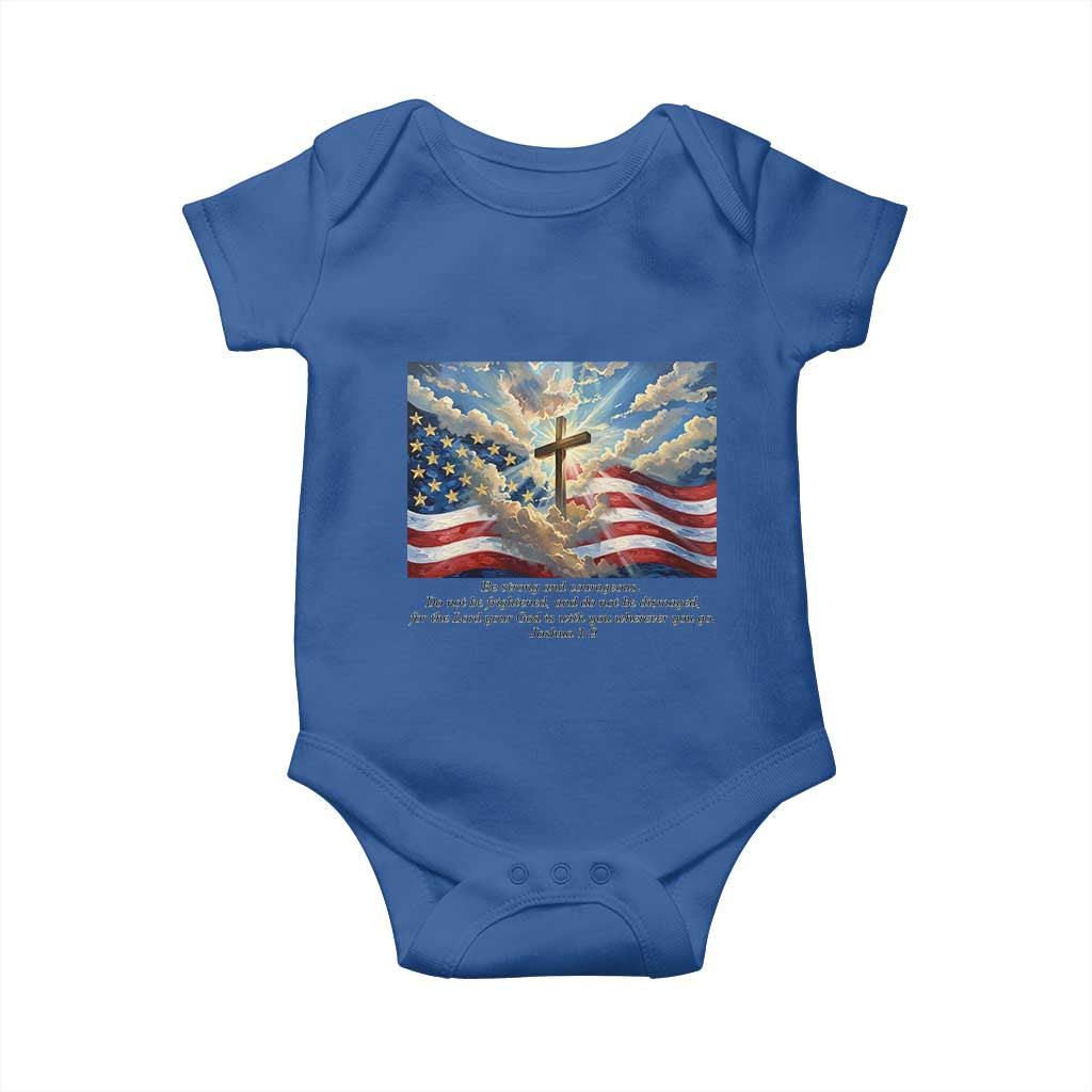 Jesus Christian Baby Onesie American Flag Religious Cross Bible Verse Faith Inspirational TS14 Royal Blue Print Your Wear