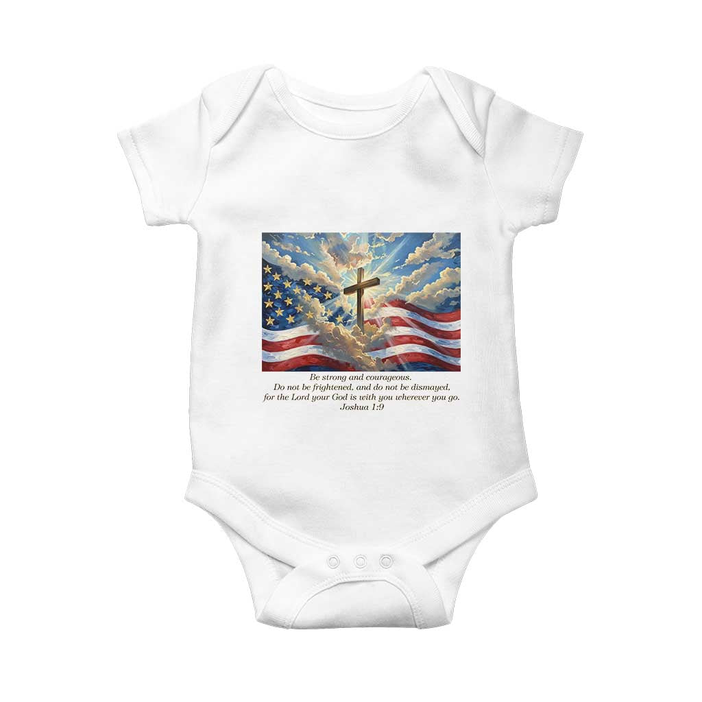 Jesus Christian Baby Onesie American Flag Religious Cross Bible Verse Faith Inspirational TS14 White Print Your Wear