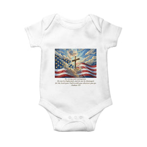 Jesus Christian Baby Onesie American Flag Religious Cross Bible Verse Faith Inspirational TS14 White Print Your Wear