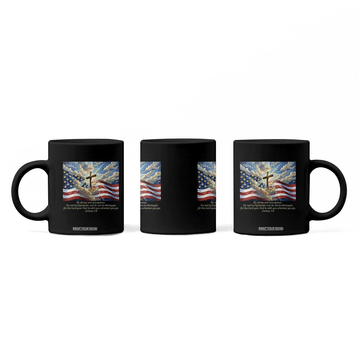 Jesus Christian Coffee Mug American Flag Religious Cross Bible Verse Faith Inspirational TS14 Print Your Wear