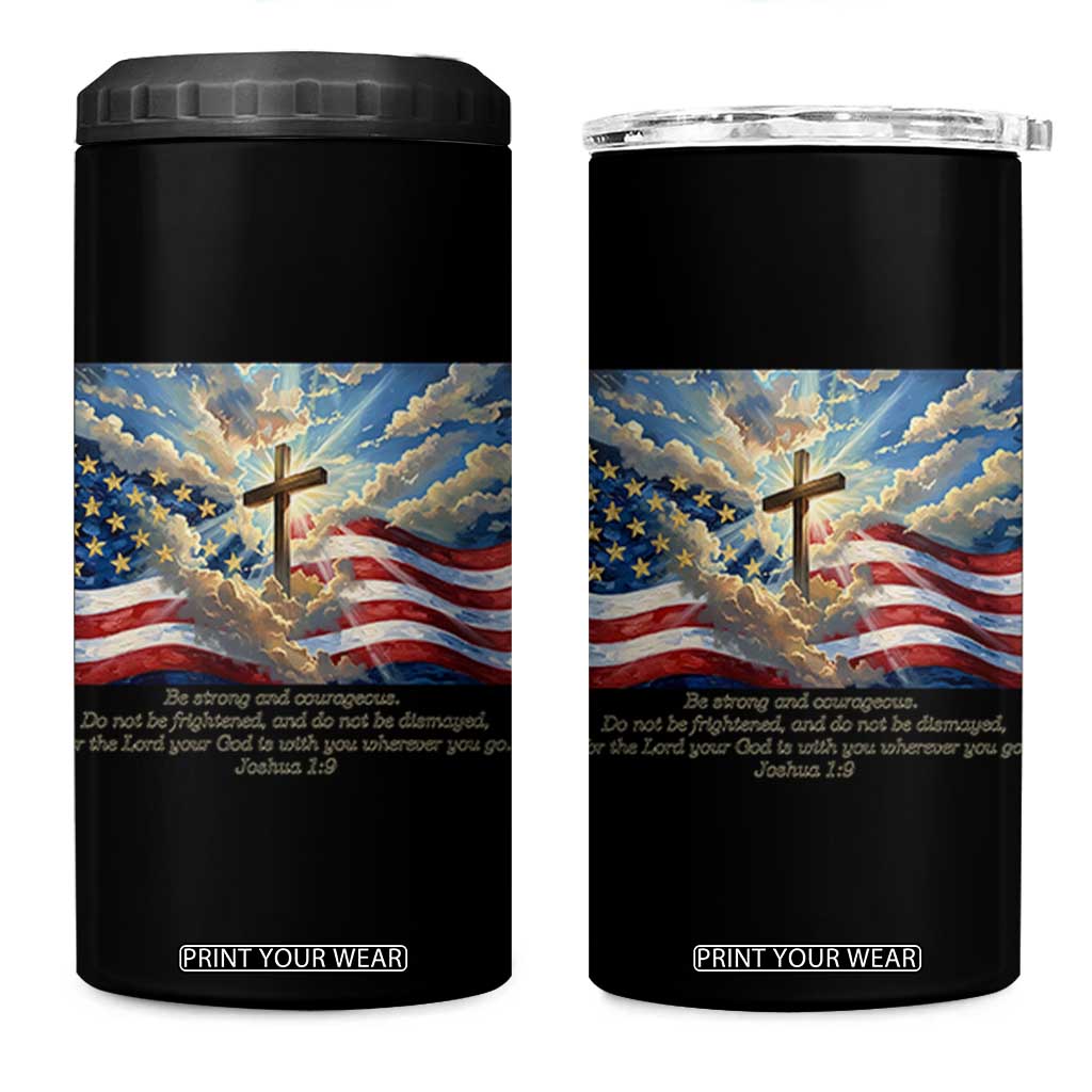 Jesus Christian 4 in 1 Can Cooler Tumbler American Flag Religious Cross Bible Verse Faith Inspirational TS14 One Size: 16 oz Black Print Your Wear