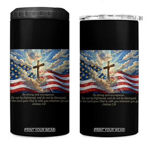 Jesus Christian 4 in 1 Can Cooler Tumbler American Flag Religious Cross Bible Verse Faith Inspirational TS14 One Size: 16 oz Black Print Your Wear