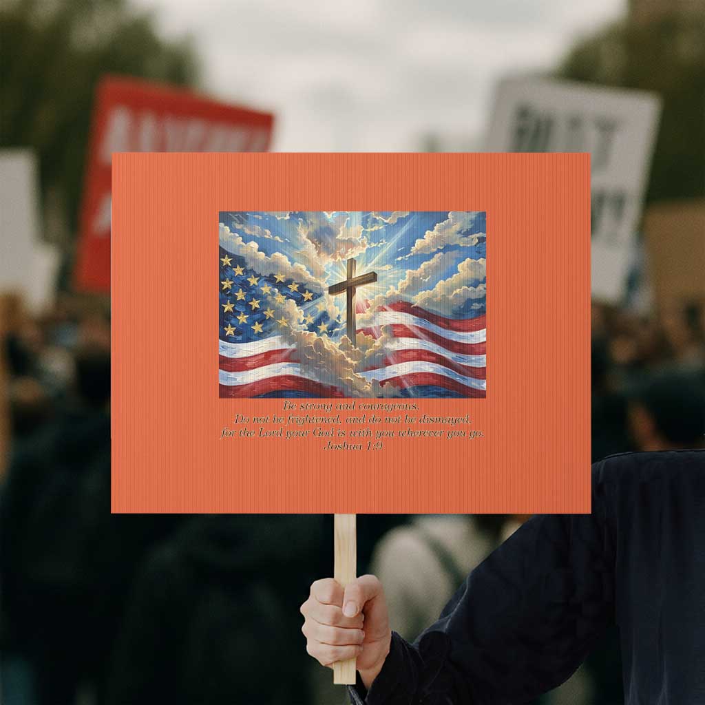 Jesus Christian Protest Sign American Flag Religious Cross Bible Verse Faith Inspirational TS14 Horizontal 18