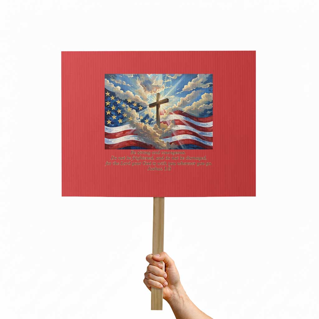 Jesus Christian Protest Sign American Flag Religious Cross Bible Verse Faith Inspirational TS14 Horizontal 18