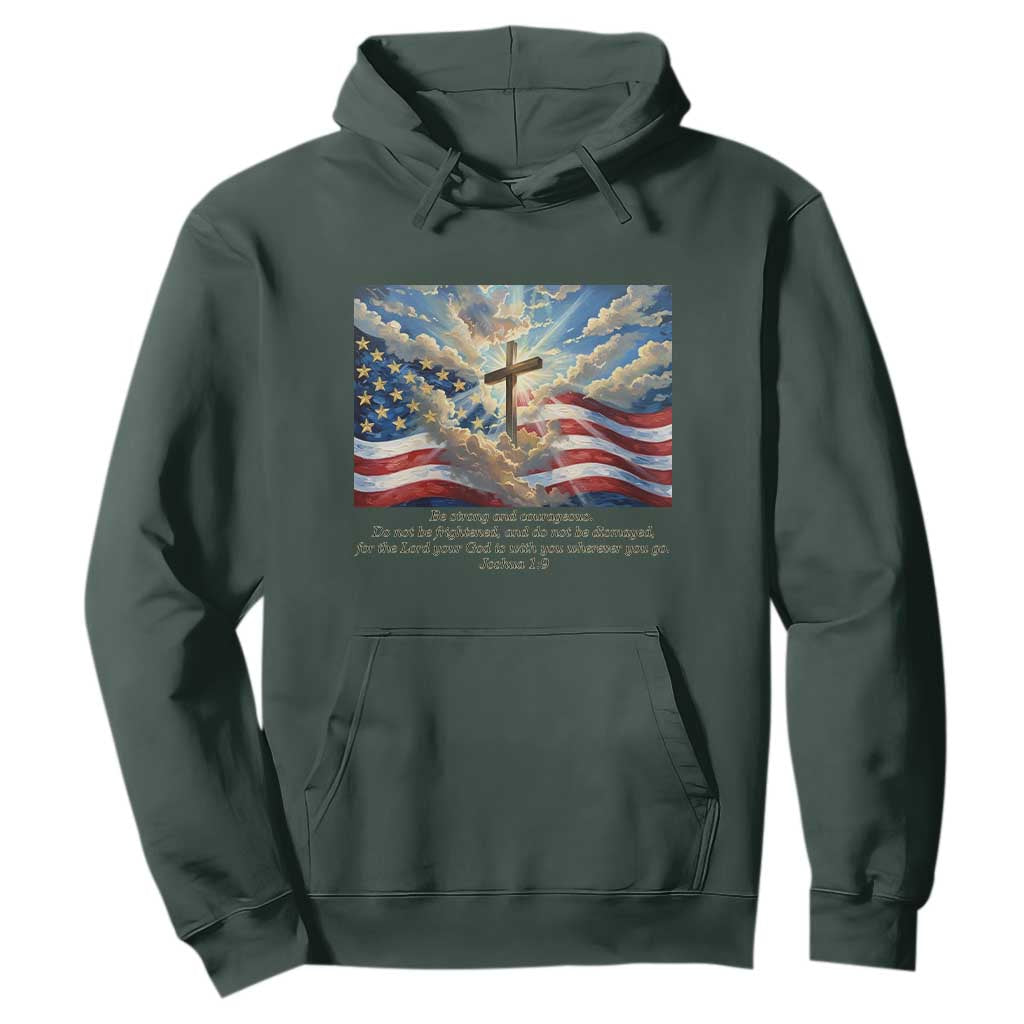 Jesus Christian Hoodie American Flag Religious Cross Bible Verse Faith Inspirational TS14 Dark Forest Green Print Your Wear