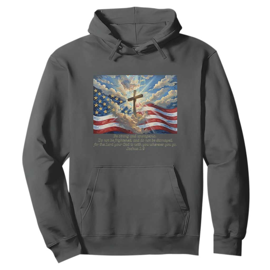 Jesus Christian Hoodie American Flag Religious Cross Bible Verse Faith Inspirational TS14 Dark Heather Print Your Wear
