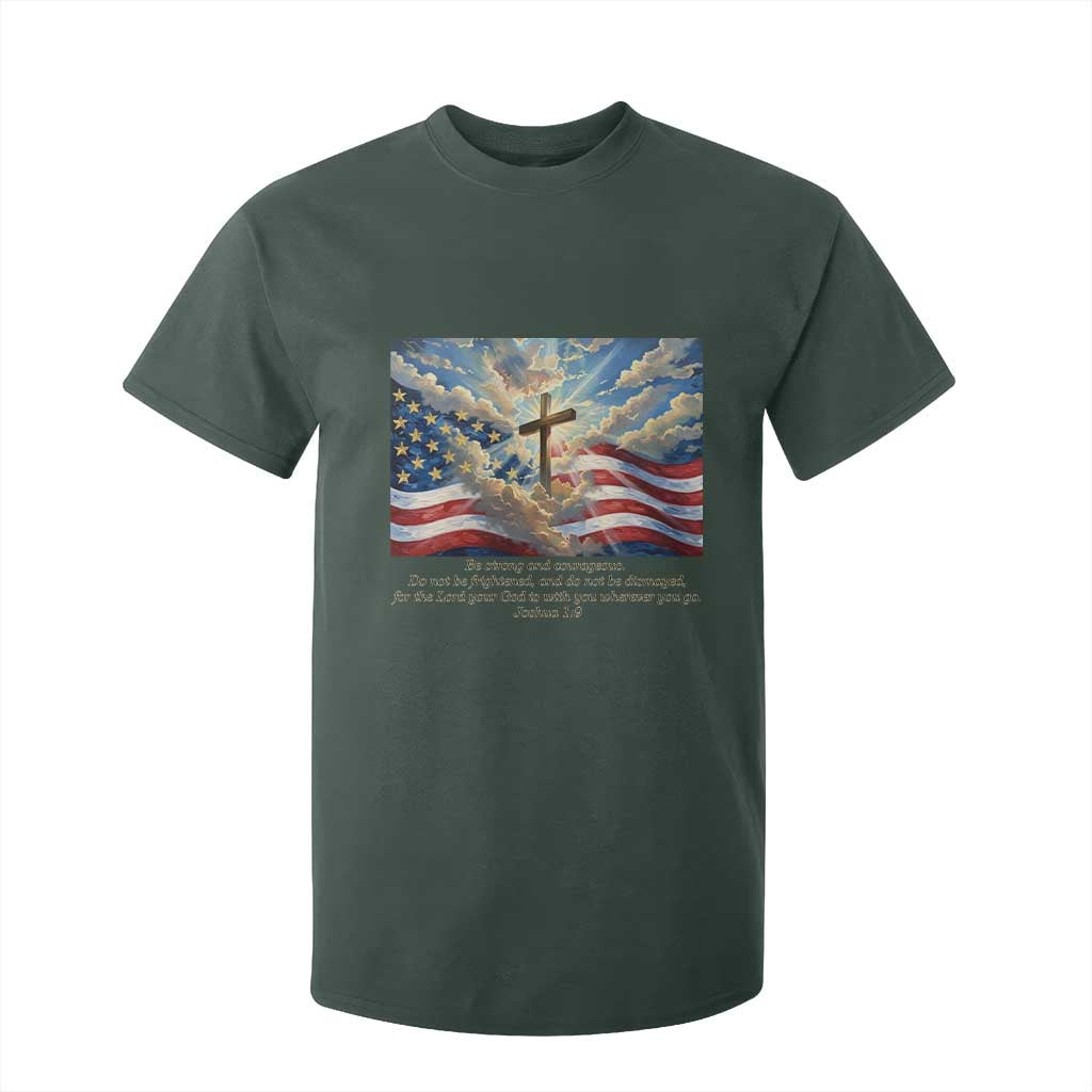 Jesus Christian T Shirt For Kid American Flag Religious Cross Bible Verse Faith Inspirational TS14 Dark Forest Green Print Your Wear
