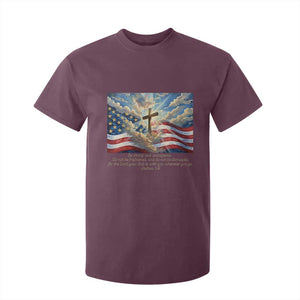 Jesus Christian T Shirt For Kid American Flag Religious Cross Bible Verse Faith Inspirational TS14 Maroon Print Your Wear