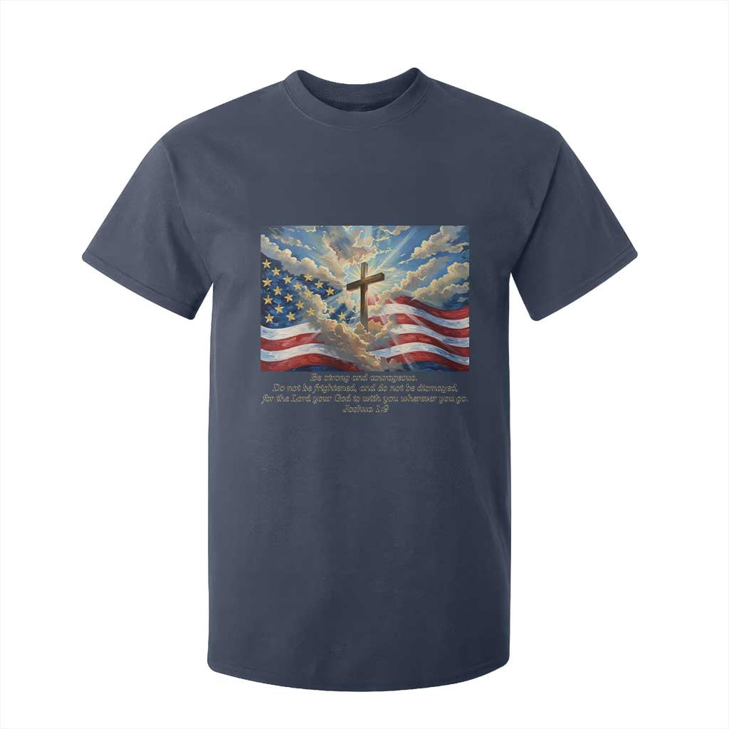 Jesus Christian T Shirt For Kid American Flag Religious Cross Bible Verse Faith Inspirational TS14 Navy Print Your Wear