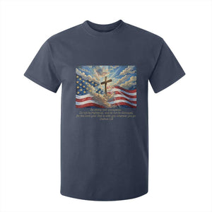 Jesus Christian T Shirt For Kid American Flag Religious Cross Bible Verse Faith Inspirational TS14 Navy Print Your Wear