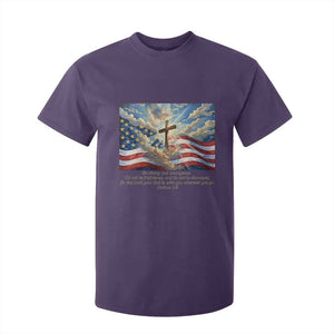 Jesus Christian T Shirt For Kid American Flag Religious Cross Bible Verse Faith Inspirational TS14 Purple Print Your Wear
