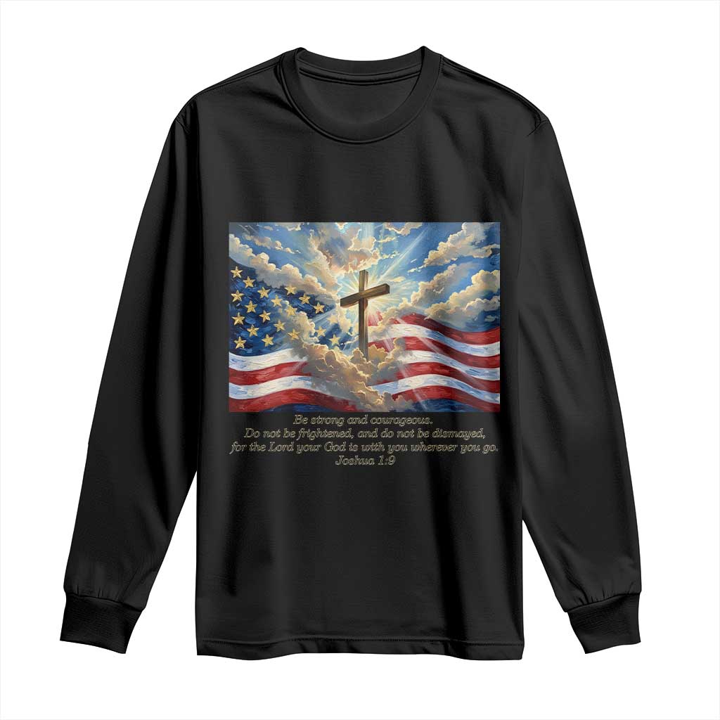 Jesus Christian Long Sleeve Shirt American Flag Religious Cross Bible Verse Faith Inspirational TS14 Black Print Your Wear
