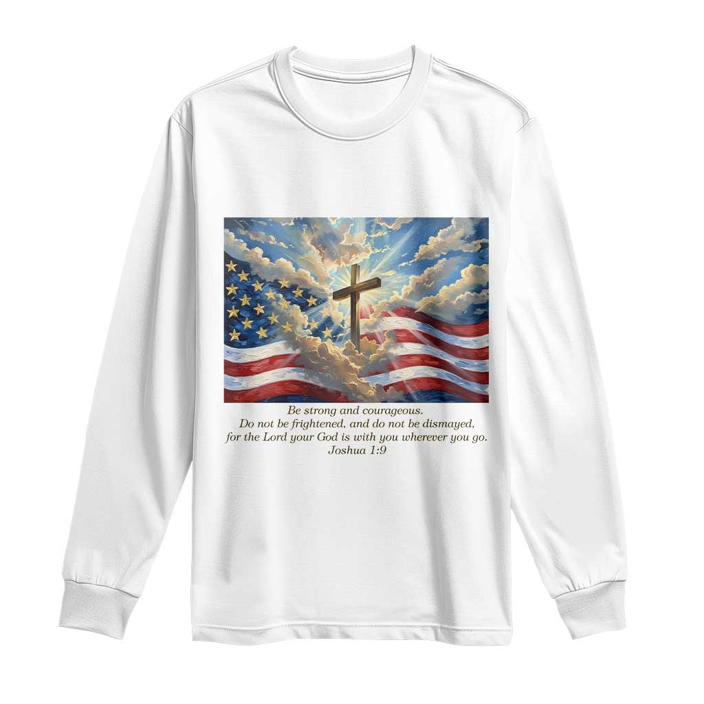 Jesus Christian Long Sleeve Shirt American Flag Religious Cross Bible Verse Faith Inspirational TS14 White Print Your Wear