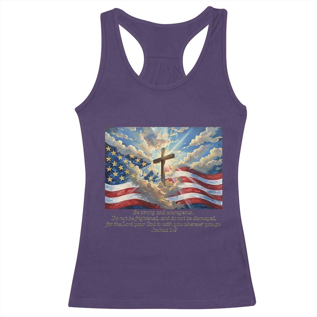 Jesus Christian Racerback Tank Top American Flag Religious Cross Bible Verse Faith Inspirational TS14 Purple Print Your Wear