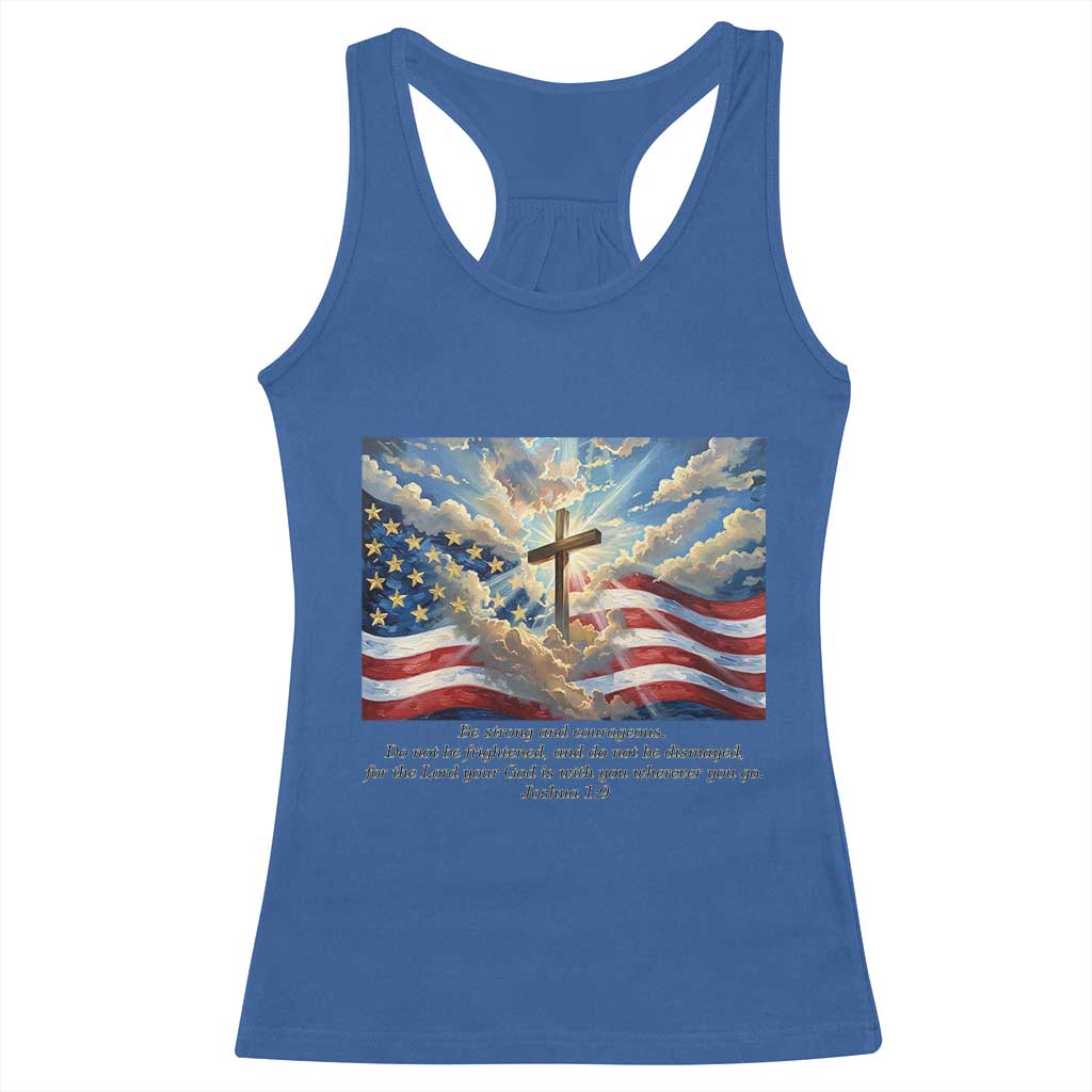 Jesus Christian Racerback Tank Top American Flag Religious Cross Bible Verse Faith Inspirational TS14 Royal Blue Print Your Wear