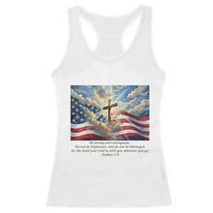 Jesus Christian Racerback Tank Top American Flag Religious Cross Bible Verse Faith Inspirational TS14 White Print Your Wear