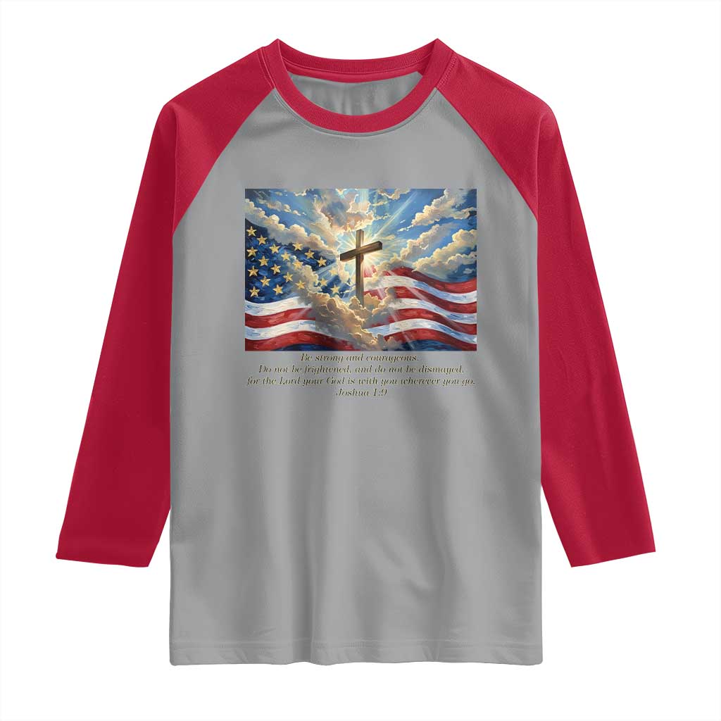 Jesus Christian Raglan Shirt American Flag Religious Cross Bible Verse Faith Inspirational TS14 Sport Gray Red Print Your Wear