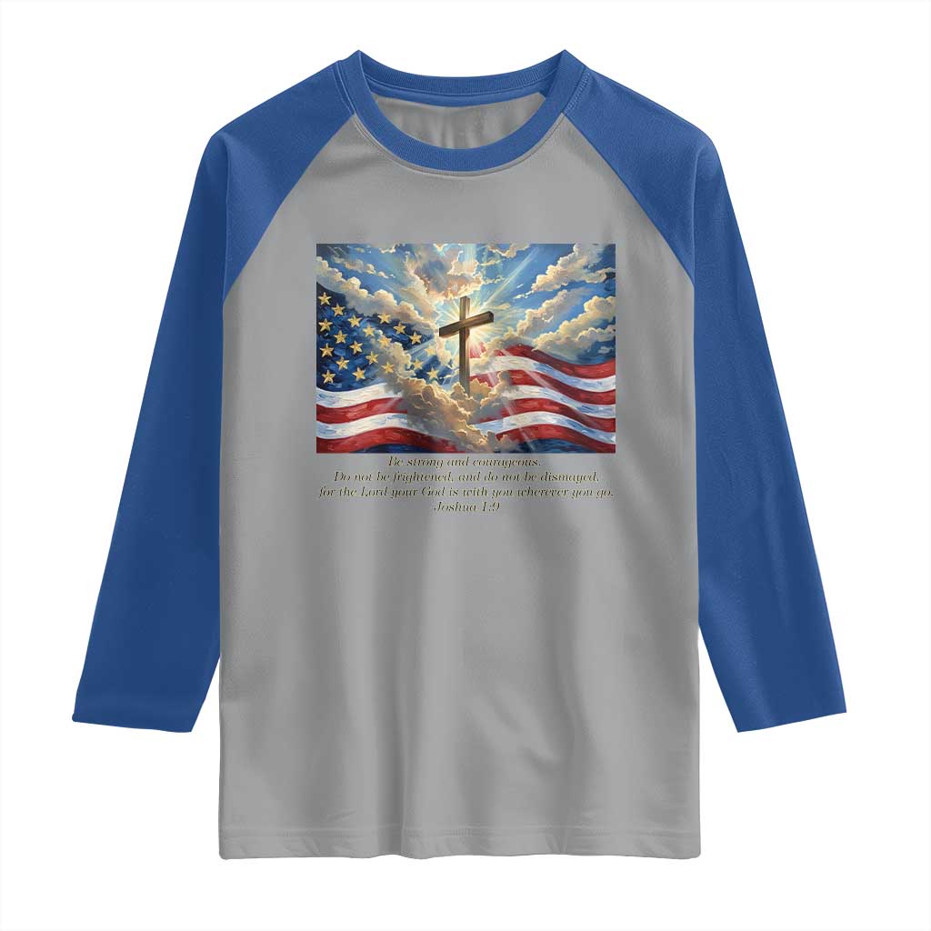 Jesus Christian Raglan Shirt American Flag Religious Cross Bible Verse Faith Inspirational TS14 Sport Gray Royal Print Your Wear