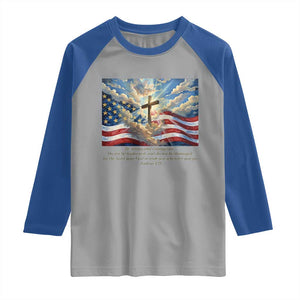 Jesus Christian Raglan Shirt American Flag Religious Cross Bible Verse Faith Inspirational TS14 Sport Gray Royal Print Your Wear