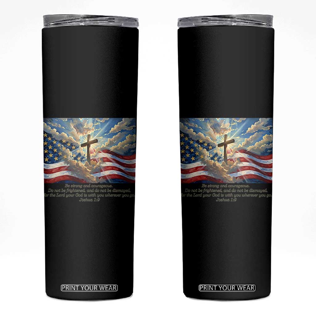 Jesus Christian Skinny Tumbler American Flag Religious Cross Bible Verse Faith Inspirational TS14 Black Print Your Wear